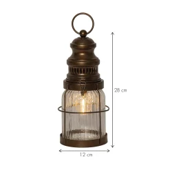 Aina-LED-lyhty, pronssi, korkeus 28 cm, metalli/lasi