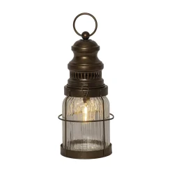 Aina-LED-lyhty, pronssi, korkeus 28 cm, metalli/lasi