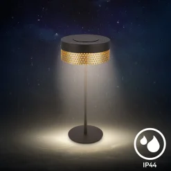 Akkukäyttöinen pöytävalaisin Booha, musta, metalli, IP44, himmennettävä