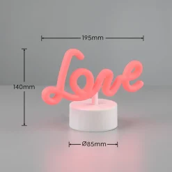 Amor LED-pöytävalaisin, valkoinen, muovi, paristo, USB