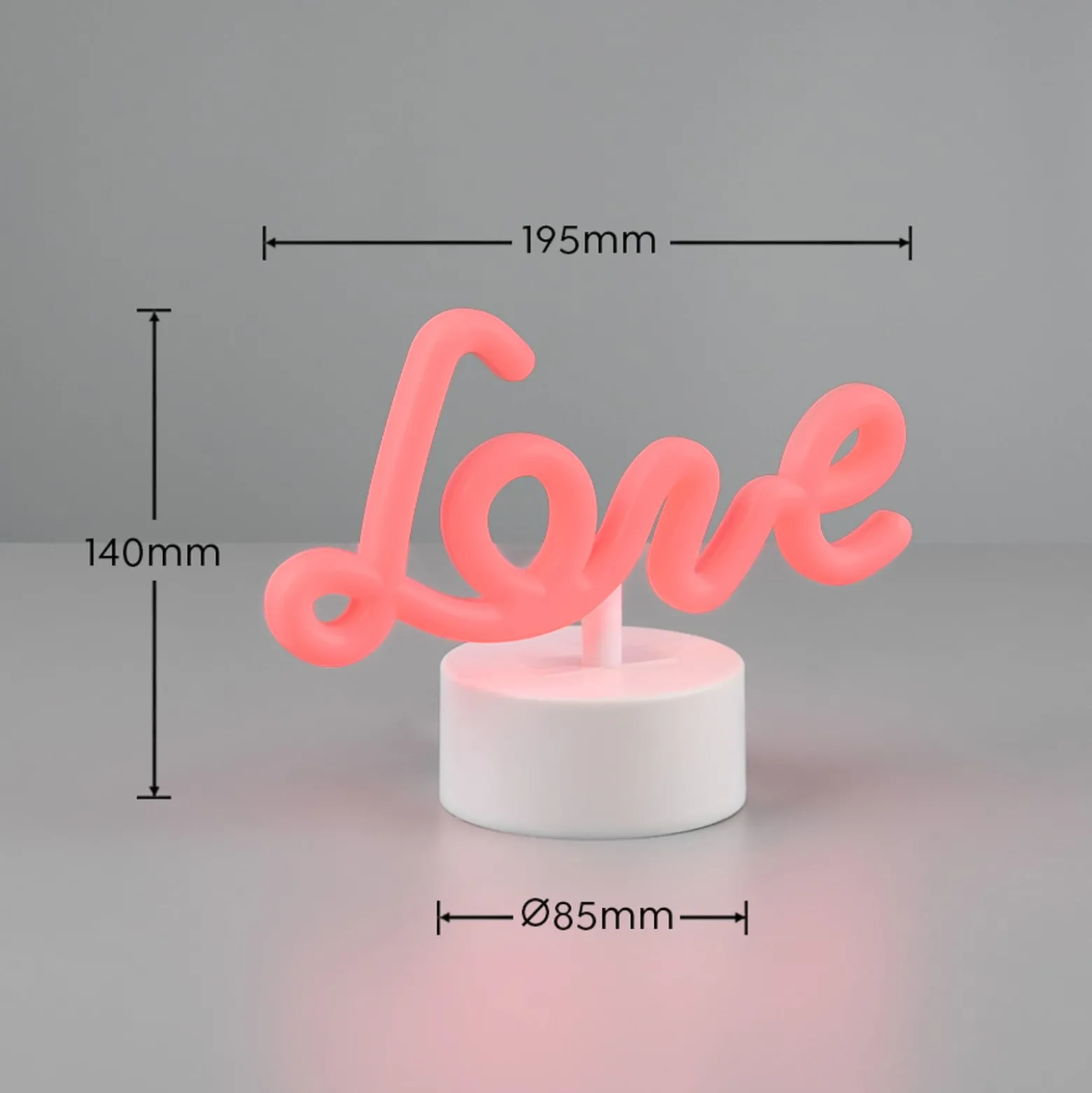 Amor LED-pöytävalaisin, valkoinen, muovi, paristo, USB