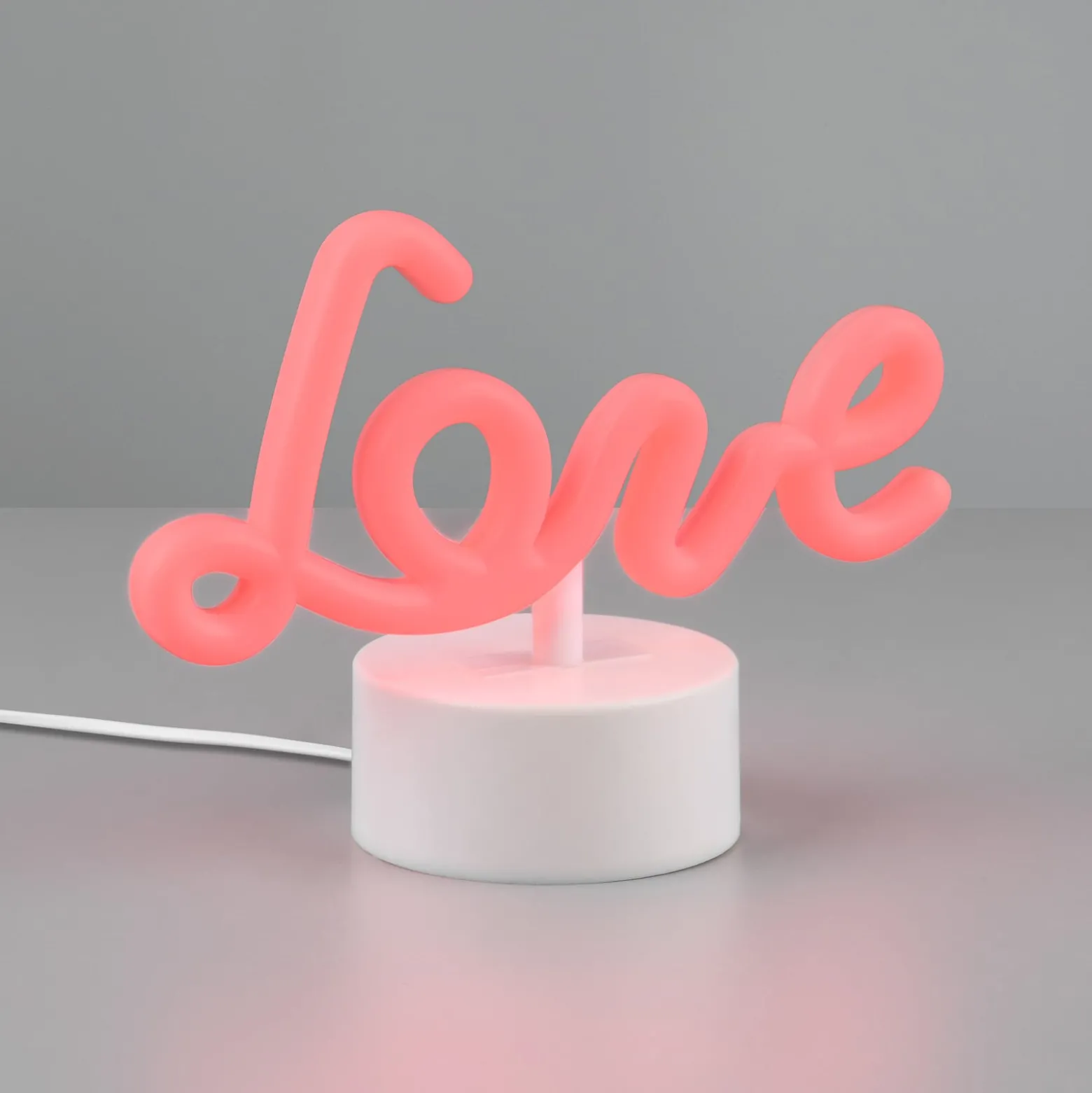 Amor LED-pöytävalaisin, valkoinen, muovi, paristo, USB