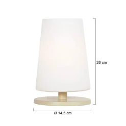 Ancilla-pöytälamppu, kermanvärinen, korkeus 26 cm, metalli, lasi, E27