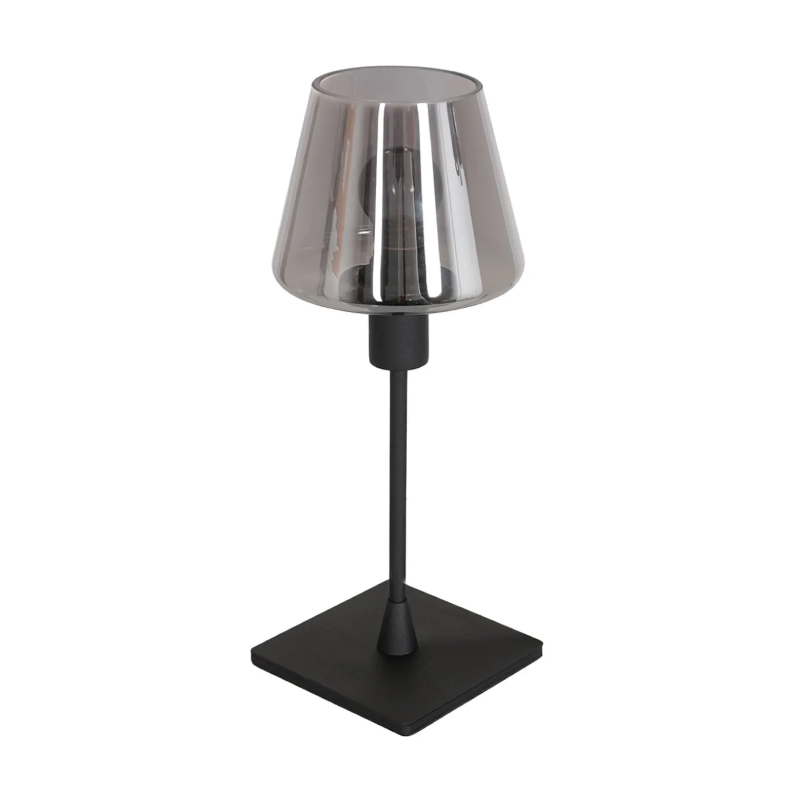 Ancilla-pöytälamppu, musta/savuharmaa, 33 cm, metalli, lasi, E14