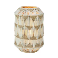 Ano pöytävalaisin, korkeus 35 cm, tekstiili, beige/ruskea