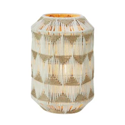 Ano pöytävalaisin, korkeus 35 cm, tekstiili, beige/ruskea
