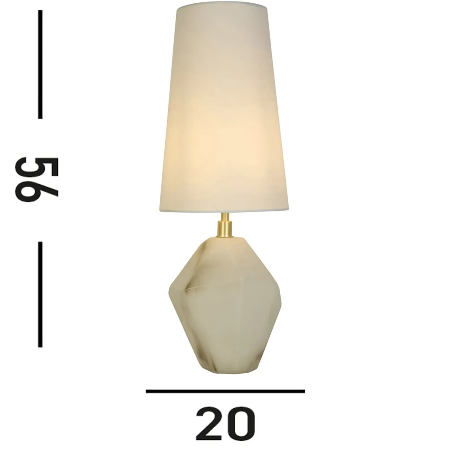 Apex pöytävalaisin, valkoinen/valkoinen, korkeus 55,5 cm, tekstiili/hartsi