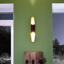 Apodis LED-seinävalaisin, musta/kulta, korkeus 50 cm, metalli himmennettävä