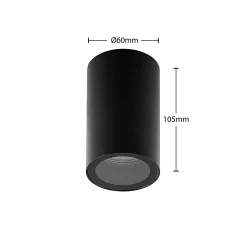 Arcchio alasvalo Olivir, musta, metalli, Ø 6cm, GU10, IP44