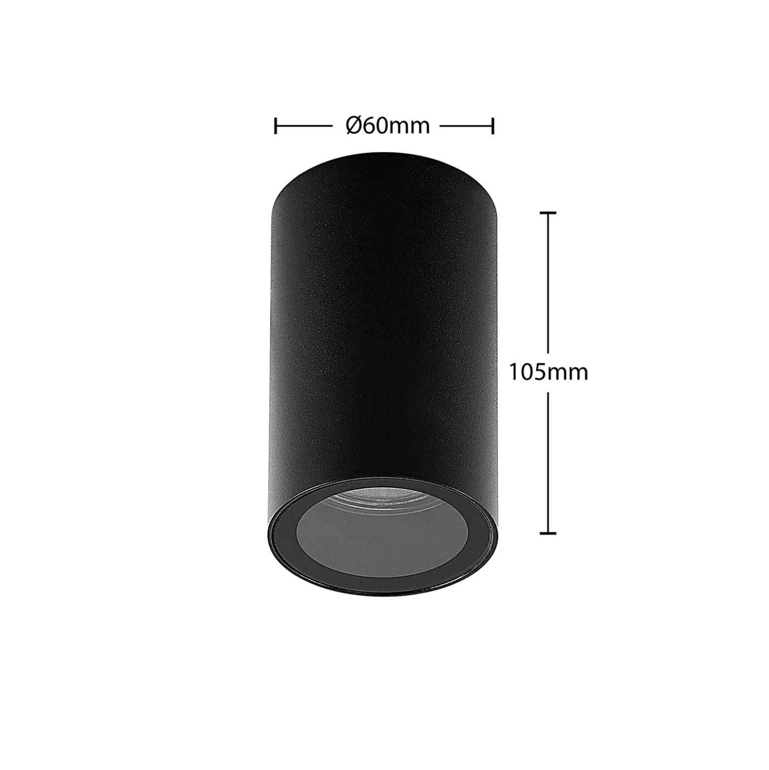 Arcchio alasvalo Olivir, musta, metalli, Ø 6cm, GU10, IP44
