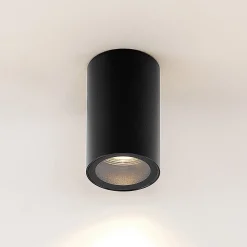 Arcchio alasvalo Olivir, musta, metalli, Ø 6cm, GU10, IP44