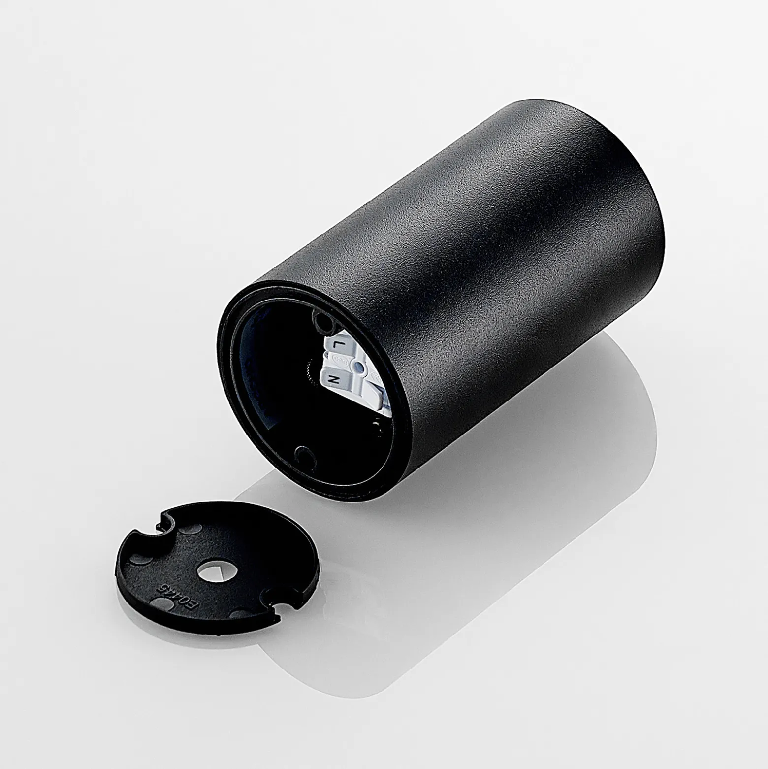 Arcchio alasvalo Olivir, musta, metalli, Ø 6cm, GU10, IP44