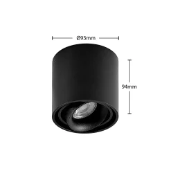Arcchio alasvalo Walza, musta, metalli, Ø 9.3cm, GU10