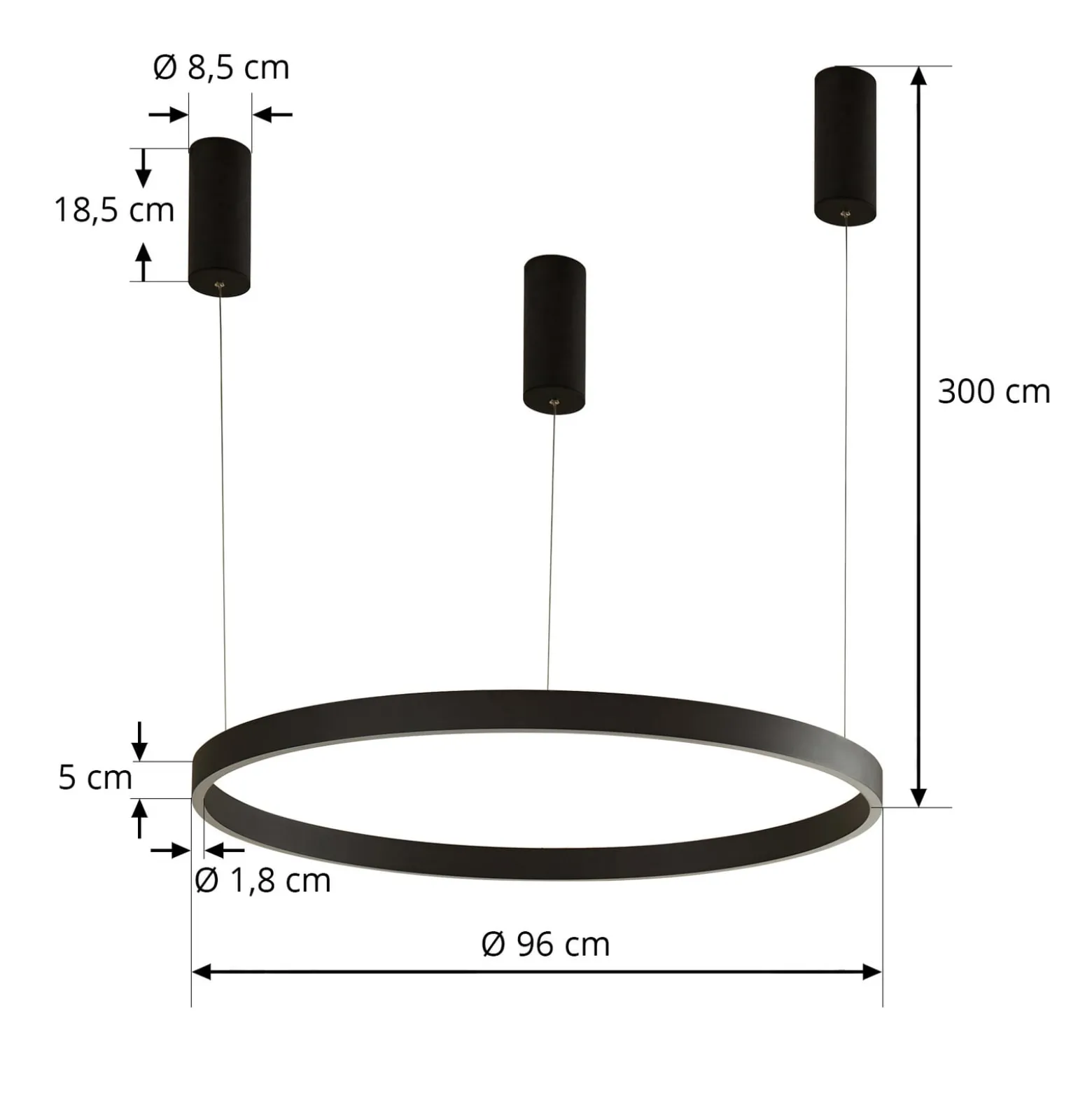 Arcchio Answin LED-riippuvalaisin 70,4 W musta
