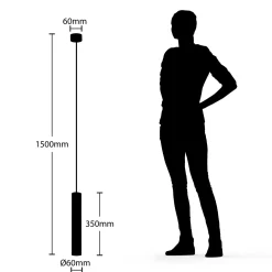 Arcchio Ejona riippuvalaisin, korkeus 35 cm, musta, alumiinia