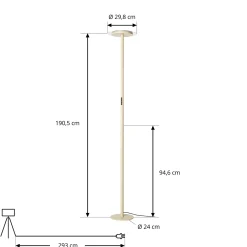 Arcchio Frile LED-lattiavalaisin, beige, korkeus 190 cm, himmennettävä