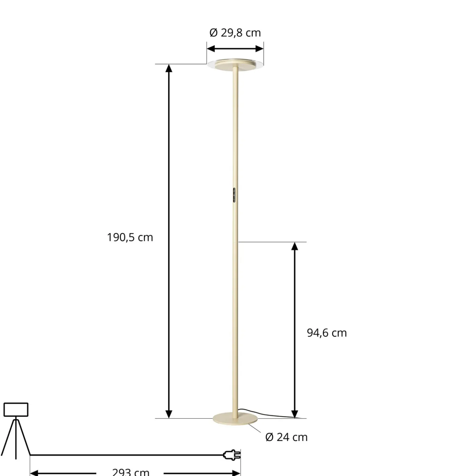 Arcchio Frile LED-lattiavalaisin, beige, korkeus 190 cm, himmennettävä