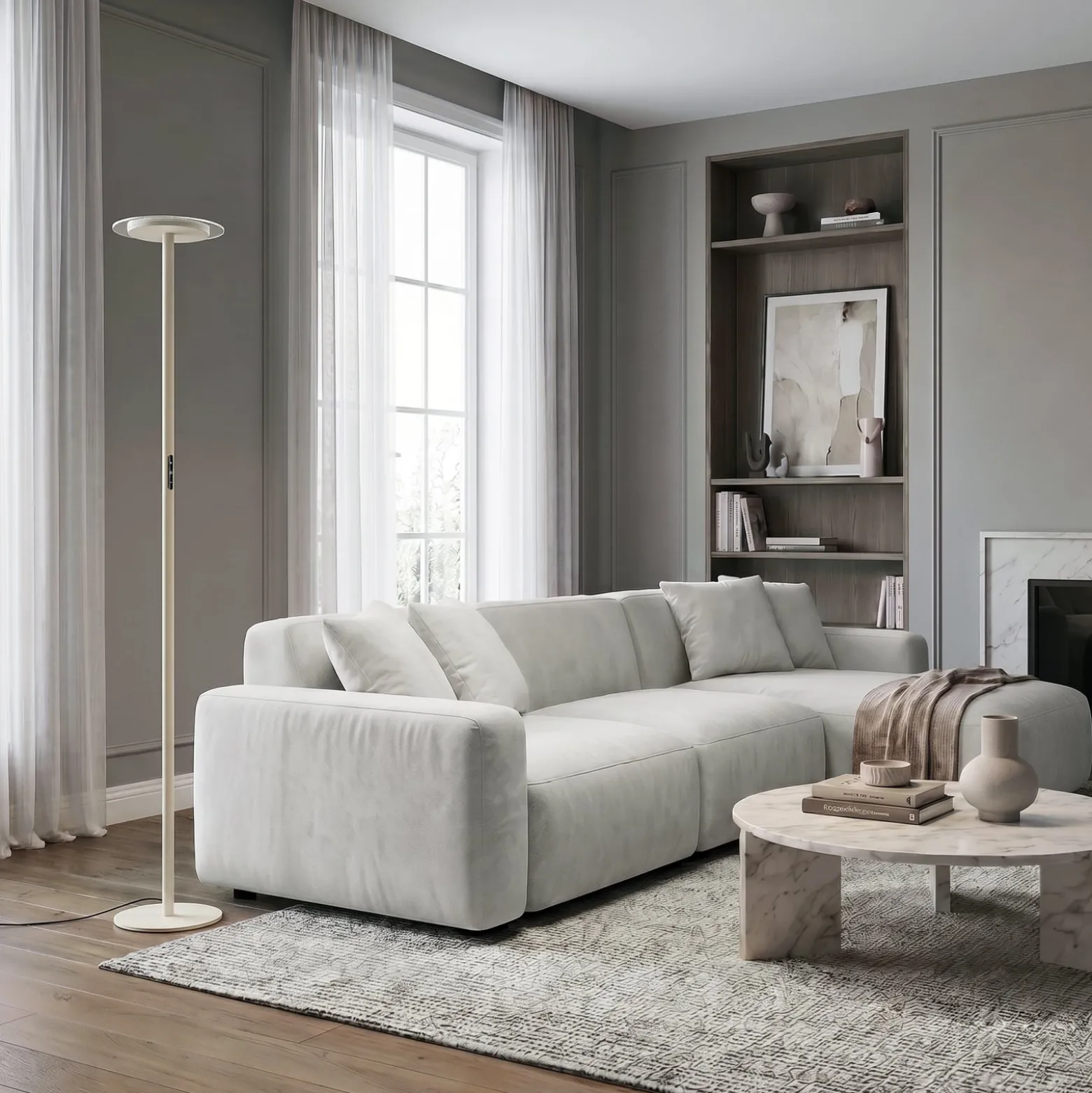 Arcchio Frile LED-lattiavalaisin, beige, korkeus 190 cm, himmennettävä