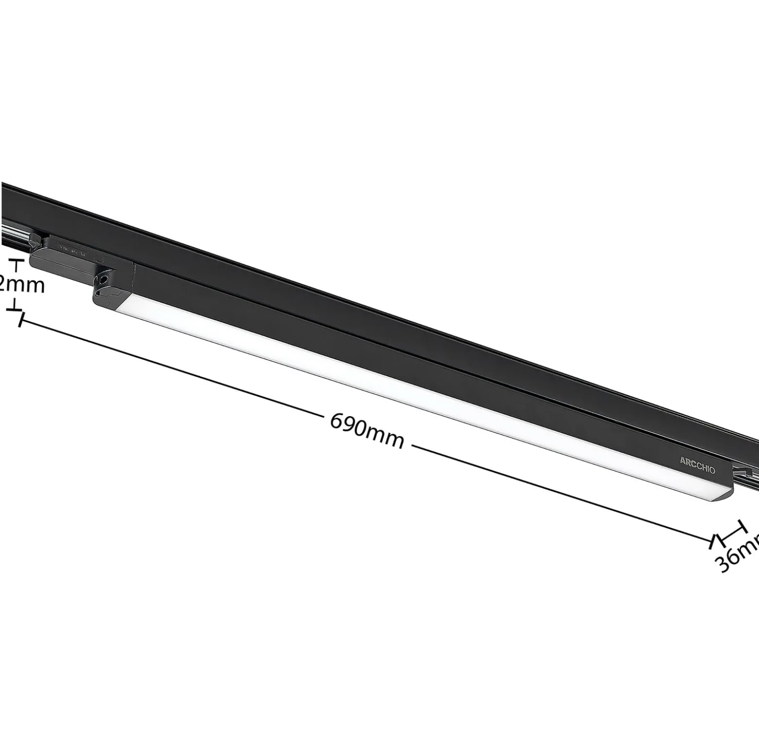 Arcchio Harlow LED-kiskovalaisin, musta, 69 cm, 4000 K