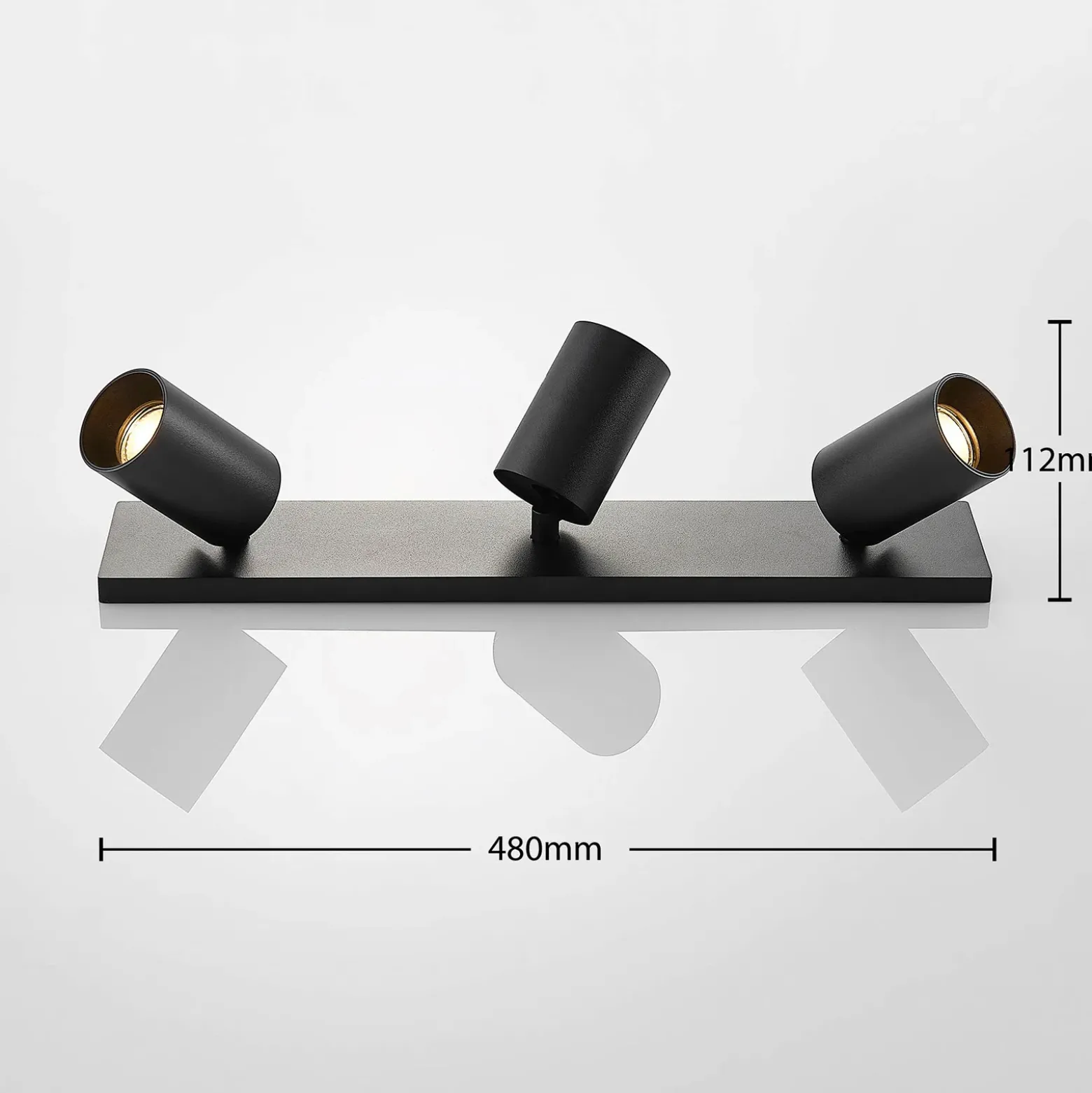 Arcchio-kohdevalaisin Brinja, musta, kulmikas, Ø 6 cm, 3-lamppuinen, GU10