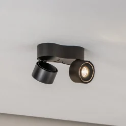 Arcchio LED-kattokohdevalo Rotari, 1240 lm, 2-lamppuinen, musta