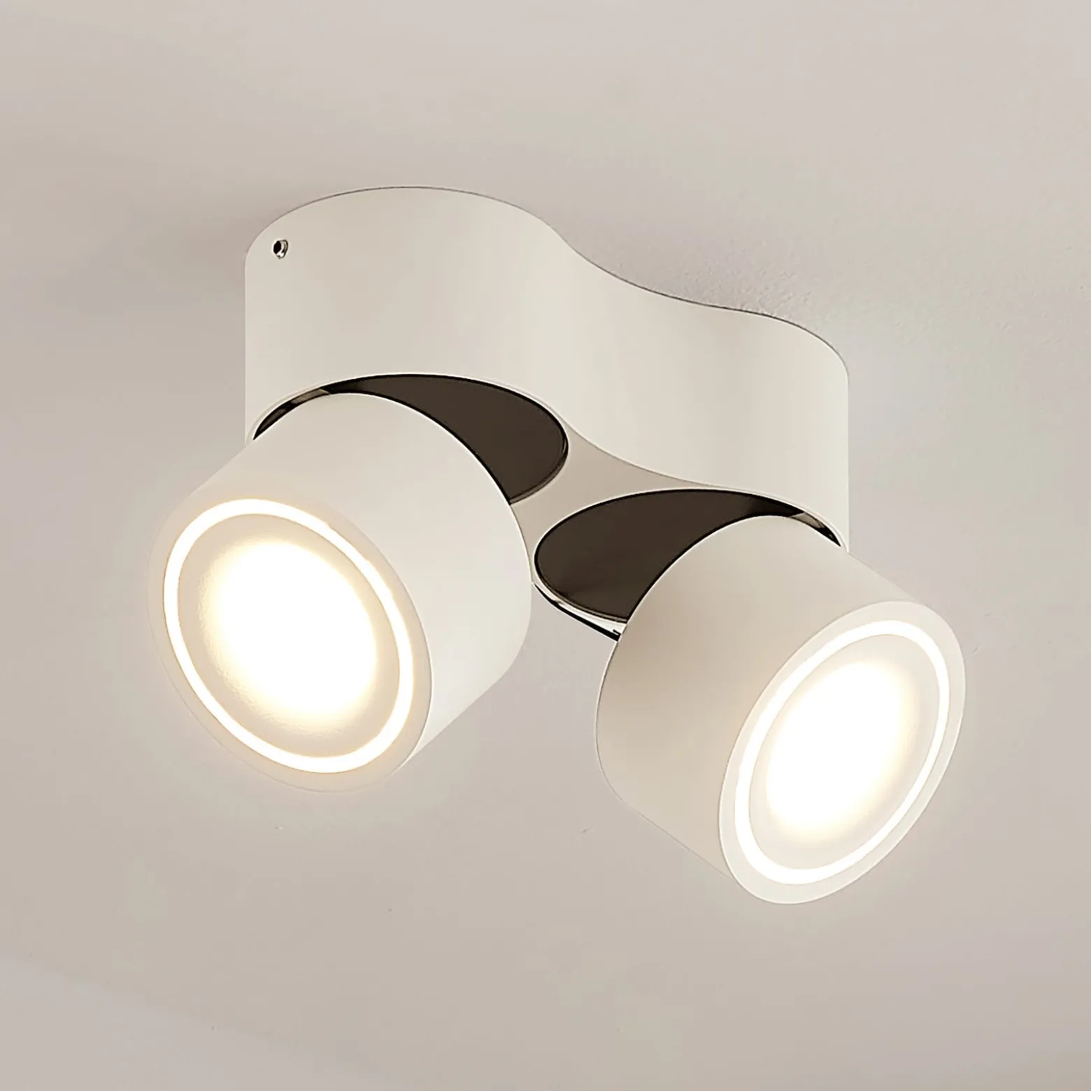 Arcchio LED-kattokohdevalo Rotari, valkoinen, 2-lamppuinen, 1362 lm