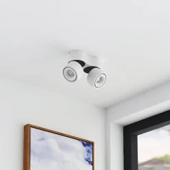 Arcchio LED-kattokohdevalo Rotari, valkoinen, 2-lamppuinen, 1362 lm