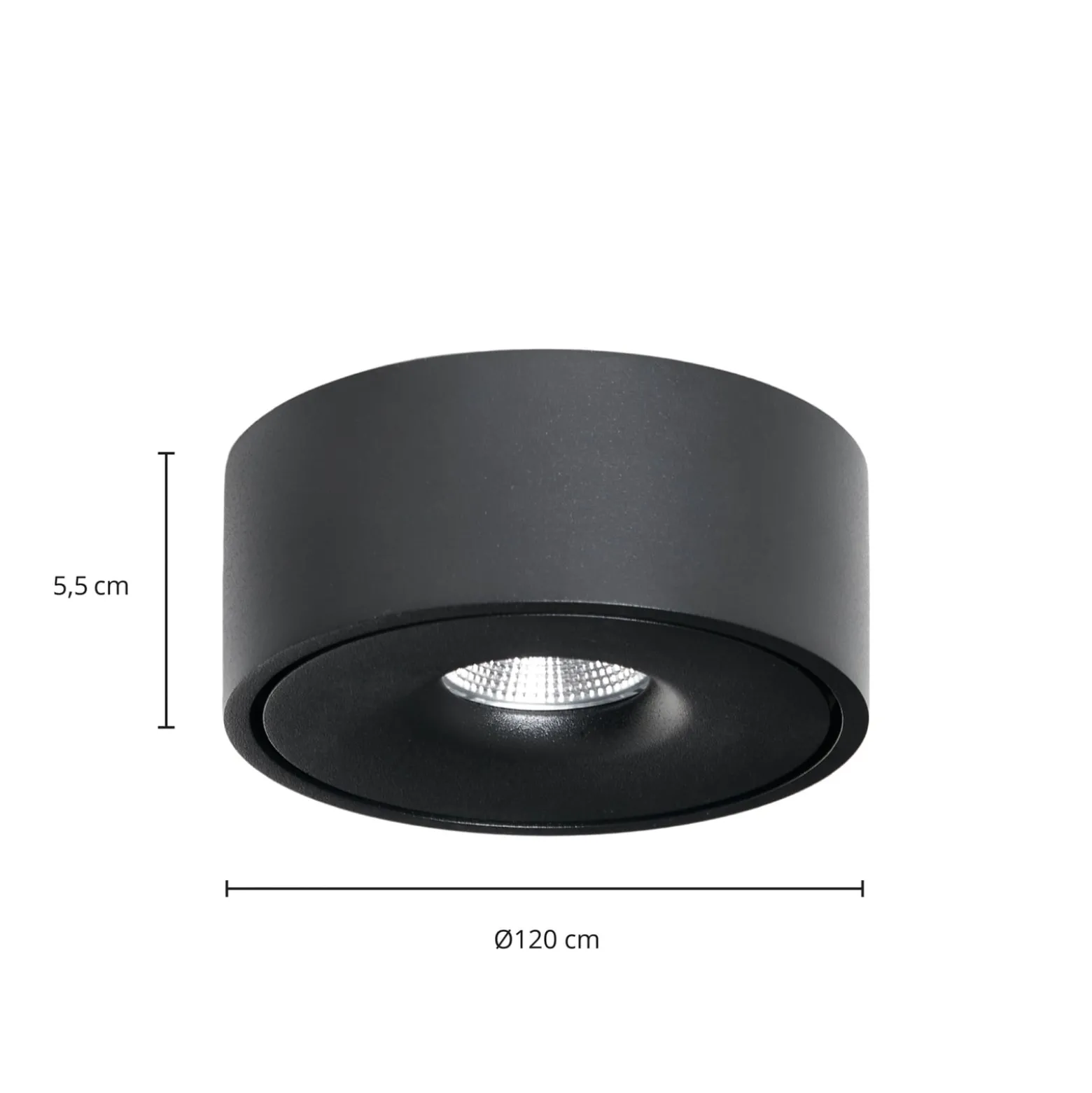 Arcchio LED-kattovalaisin Rotari, halkaisija 12 cm, valaisee ylös ja alas, musta