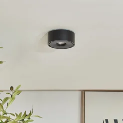 Arcchio LED-kattovalaisin Rotari, halkaisija 12 cm, valaisee ylös ja alas, musta
