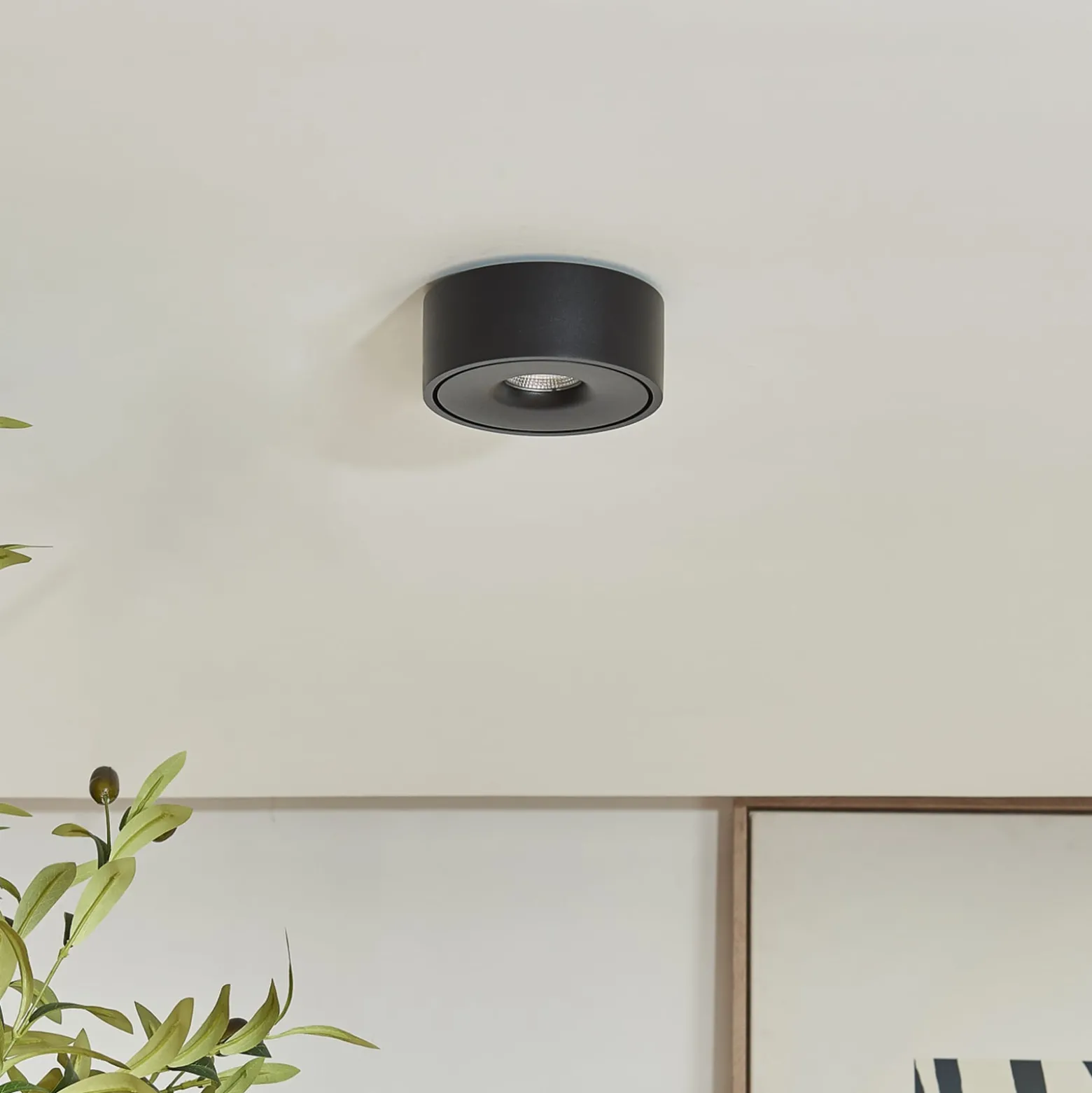 Arcchio LED-kattovalaisin Rotari, halkaisija 12 cm, valaisee ylös ja alas, musta