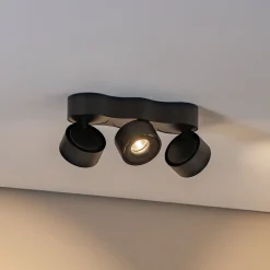 Arcchio LED kattovalaisin Rotari, linssit, 3-valo, musta