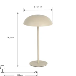 Arcchio LED ladattava pöytävalaisin Thenra, beige, seinäkiinnike