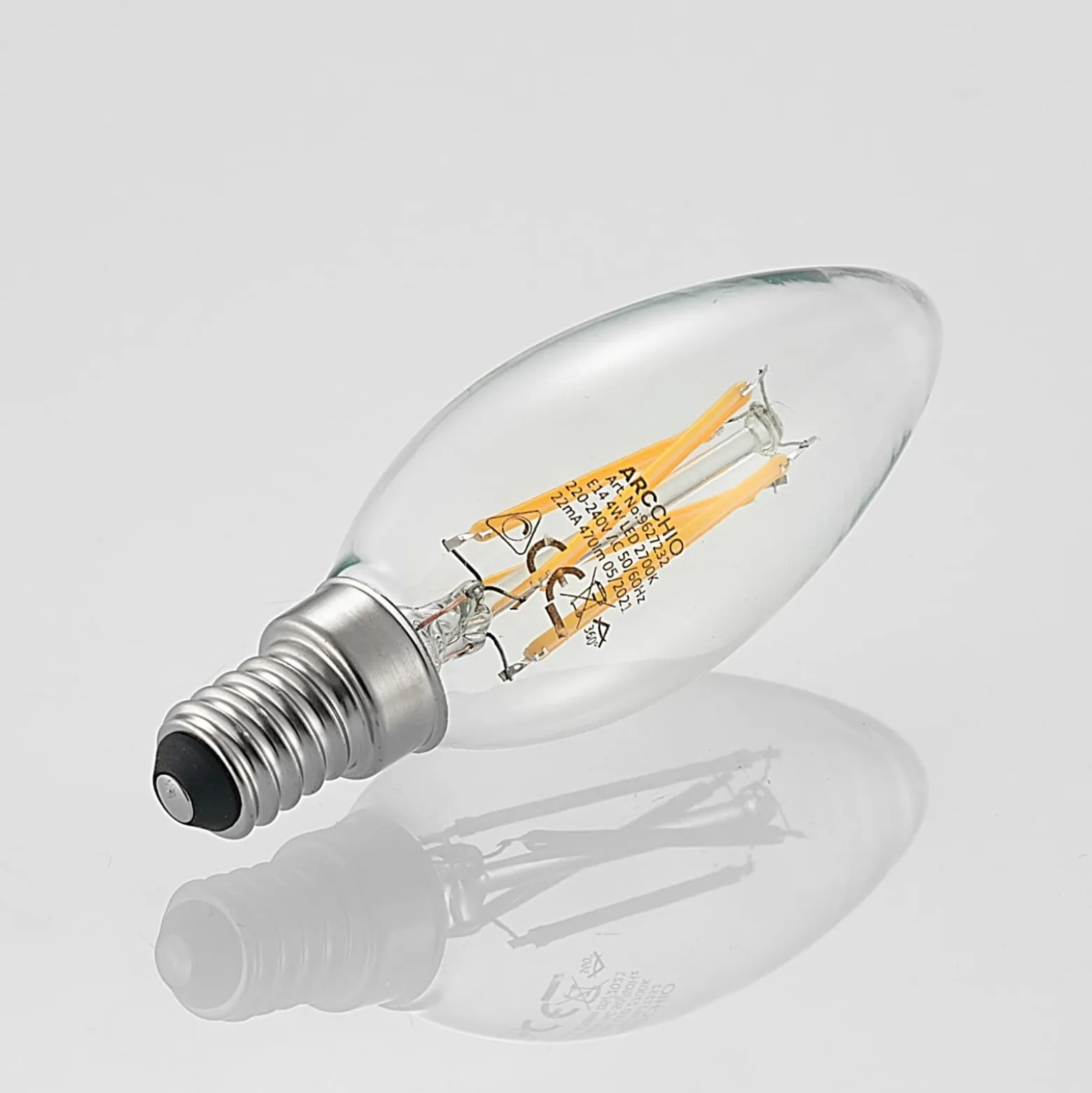 Arcchio LED-lamppu, hehkulanka, kynttilämuotoinen, E14, 4 W, kirkas