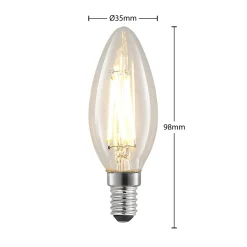 Arcchio LED-lamppu, hehkulanka, kynttilämuotoinen, E14, 4 W, kirkas