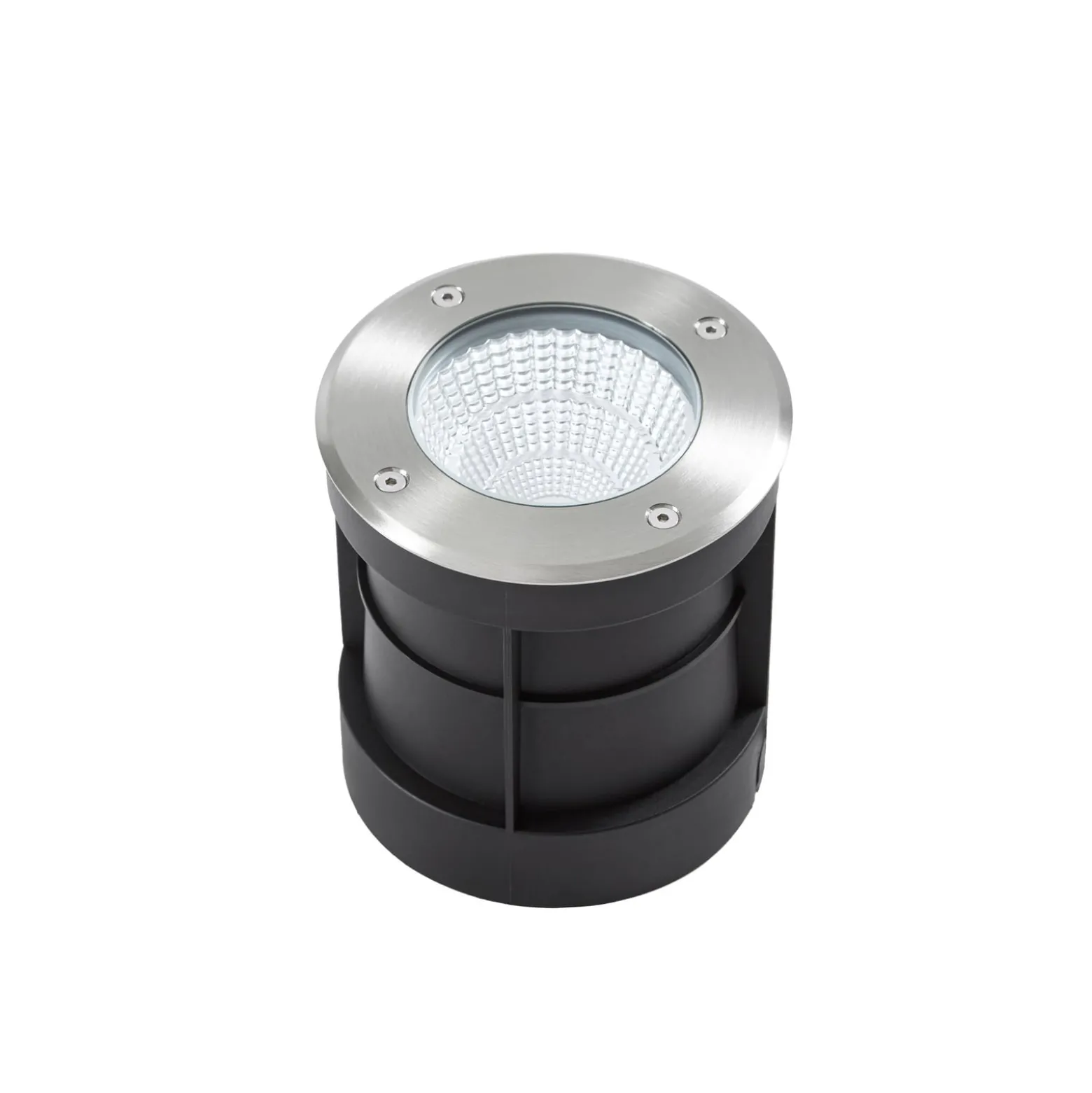 Arcchio LED-lattia-upotusspotti Thentos, Ø 12 cm, 60°, nikkeli, IP67