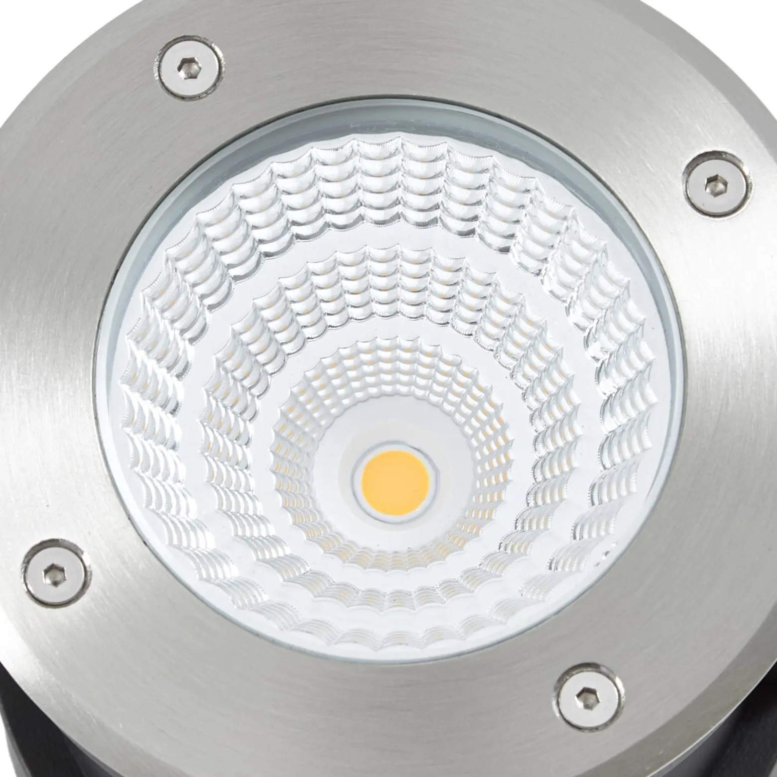 Arcchio LED-lattia-upotusspotti Thentos, Ø 12 cm, 60°, nikkeli, IP67