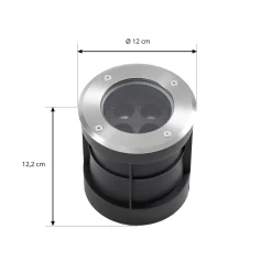 Arcchio LED-lattia-upotusspotti Thentos, Ø 12 cm, 40°, nikkeli, IP67