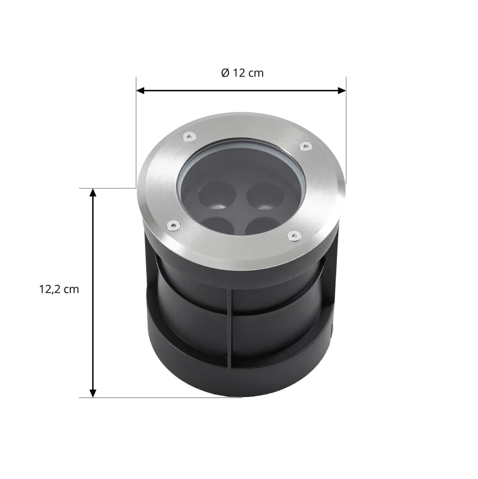 Arcchio LED-lattia-upotusspotti Thentos, Ø 12 cm, 40°, nikkeli, IP67