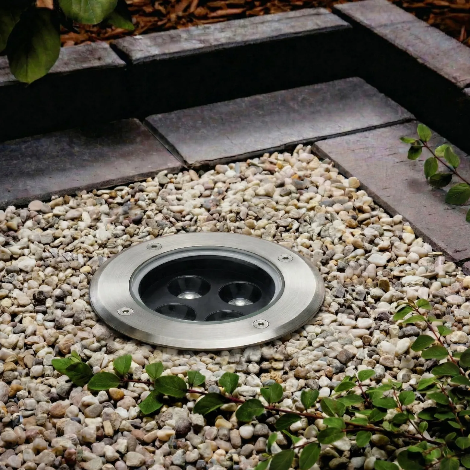 Arcchio LED-lattia-upotusspotti Thentos, Ø 12 cm, 40°, nikkeli, IP67