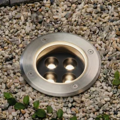 Arcchio LED-lattia-upotusspotti Thentos, Ø 12 cm, 40°, nikkeli, IP67