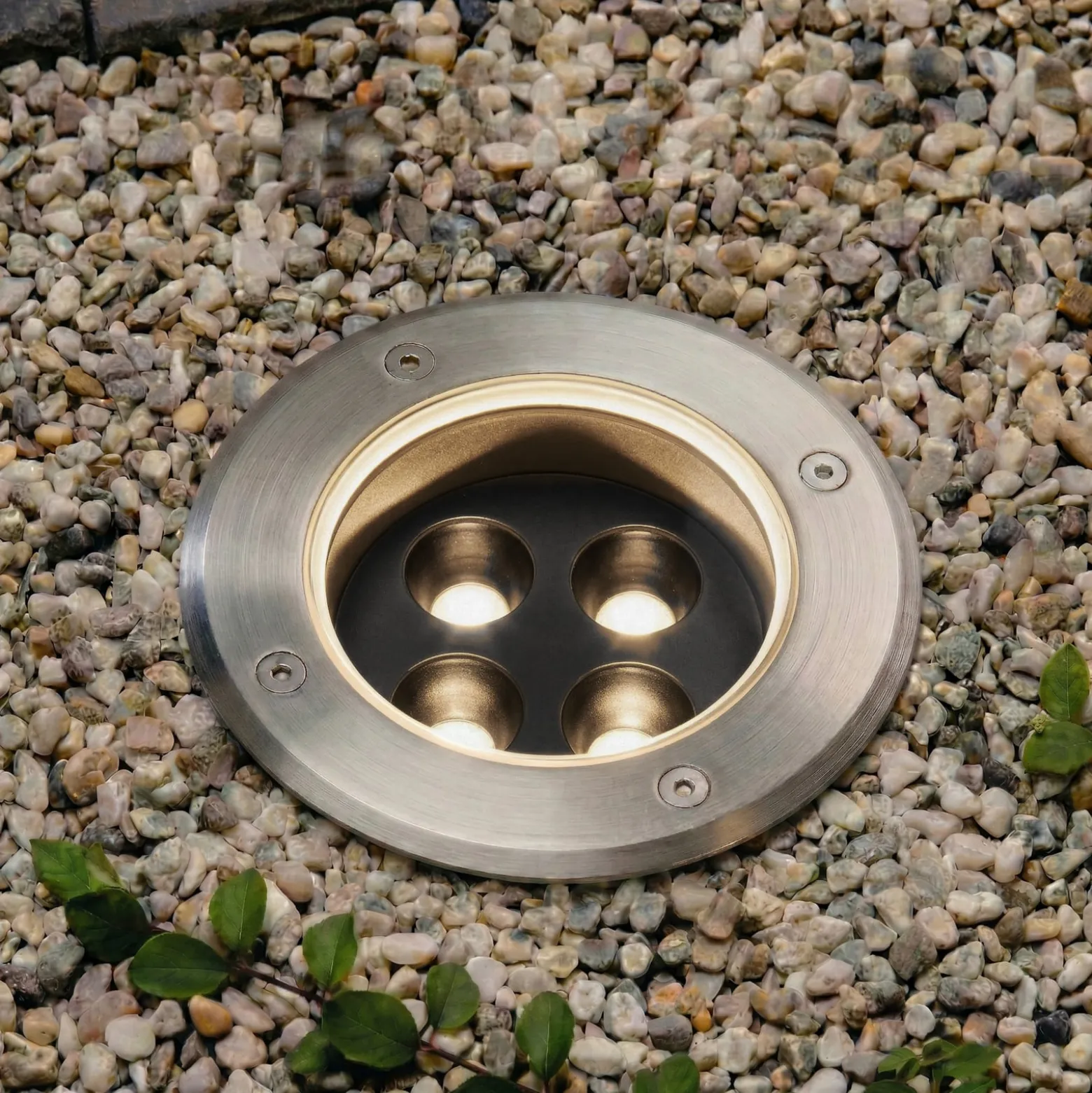 Arcchio LED-lattia-upotusspotti Thentos, Ø 12 cm, 40°, nikkeli, IP67