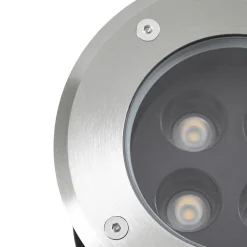 Arcchio LED-lattia-upotusspotti Thentos, Ø 12 cm, 40°, nikkeli, IP67