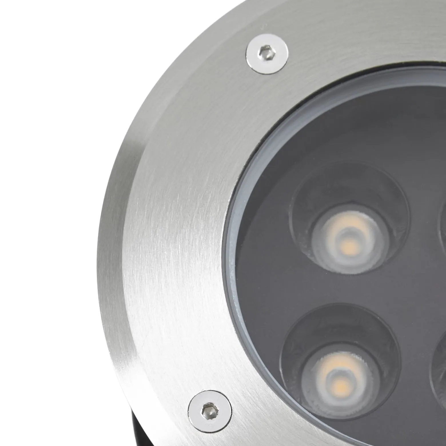 Arcchio LED-lattia-upotusspotti Thentos, Ø 12 cm, 40°, nikkeli, IP67