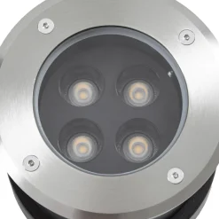 Arcchio LED-lattia-upotusspotti Thentos, Ø 12 cm, 40°, nikkeli, IP67