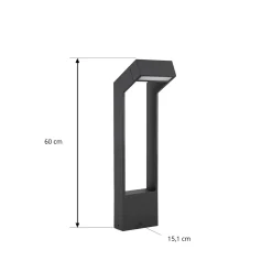 Arcchio LED-pylväsvalaisin Kovato, korkeus 60 cm, tummanharmaa, IP65