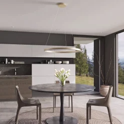 Arcchio LED-riippuvalaisin Albiona, beige, 1 rengas, halkaisija 80 cm