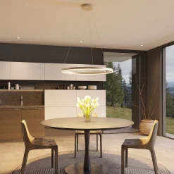 Arcchio LED-riippuvalaisin Albiona, beige, 1 rengas, halkaisija 80 cm