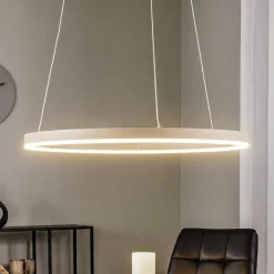 Arcchio LED-riippuvalaisin Albiona, beige, 1 rengas, halkaisija 60 cm