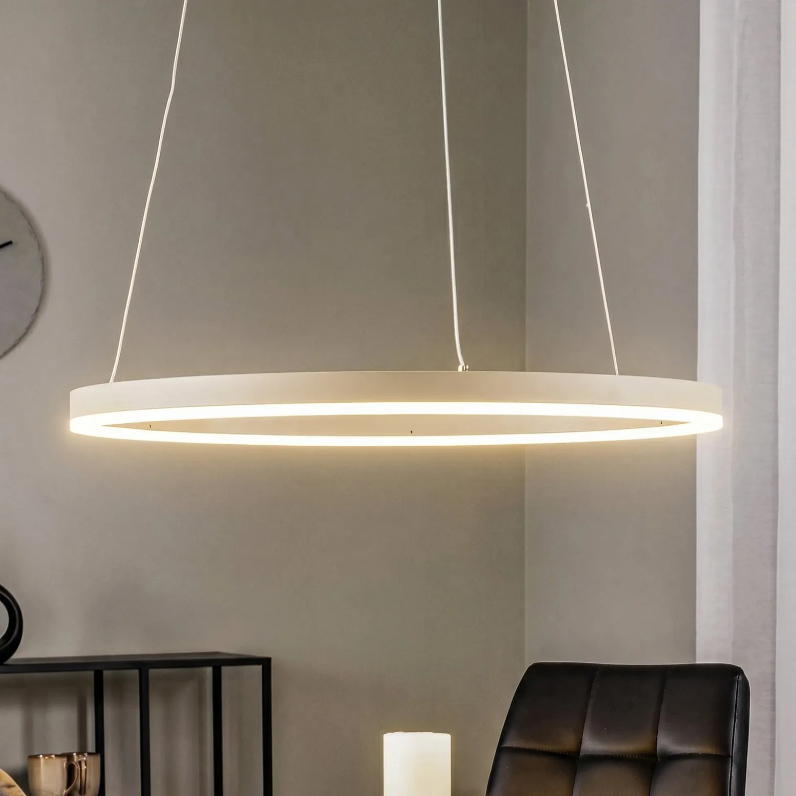 Arcchio LED-riippuvalaisin Albiona, beige, 1 rengas, halkaisija 60 cm