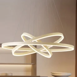 Arcchio LED-riippuvalaisin Albiona, beige, 3 rengasta, halkaisija 80 cm